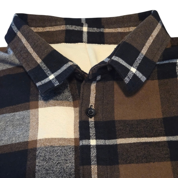 Hollister Women's L Hooded Split Plaid Shacket TwoTone Colorblock Cotton Flannel - Picture 5 of 16